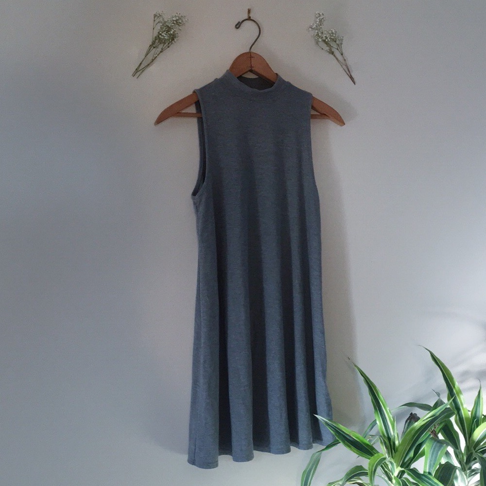 Mock neck grey jersey Topshop dress